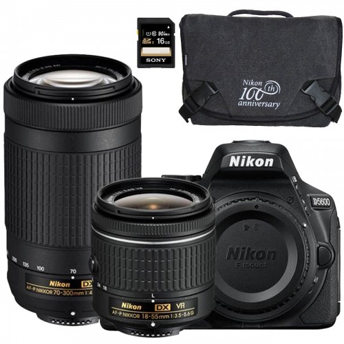 Nikon D5600 Af P Dx Nikkor 18 55mm F3 5 5 6g Vr 70 300mm Af P Dx Bag Sd Card