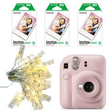 Fujifilm Instax Mini 12 Instant Camera with 3 Films & String of lights (Blossom Pink)