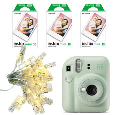 Fujifilm Instax Mini 12 Instant Camera with 3 Films & String of lights (Mint Green)