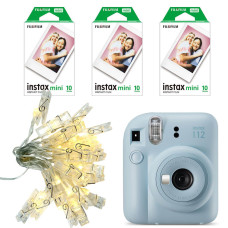 Fujifilm Instax Mini 12 Instant Camera with 3 Films & String of lights (Pastel Blue)